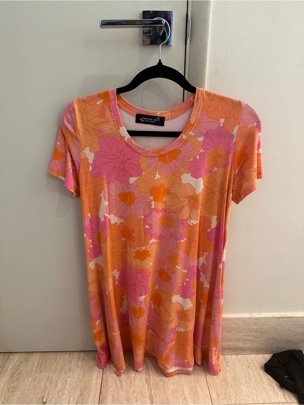 Fighting Eel Pink & Orange Floral Scoop Neck Tee